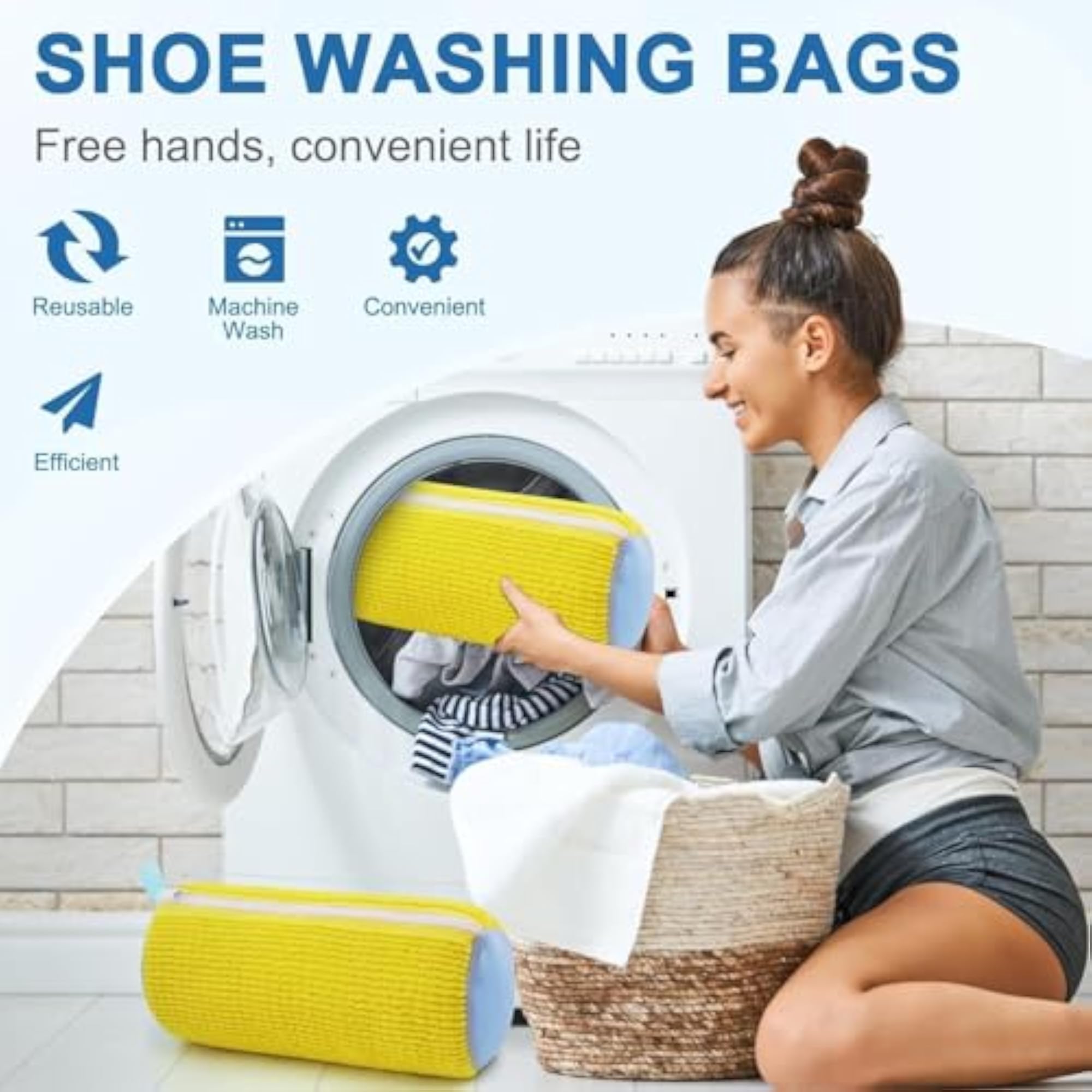Shoe Washing Machine Bag, Polyester Laundry Organizer with Zipper